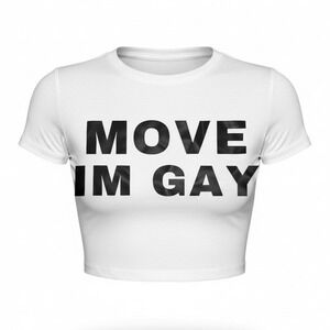 NWT XS "Move I'm Gay" Pride Graphic Crop Top Tee LGBT Molliwater